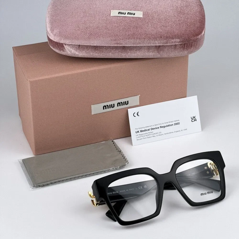 NEW Miu Miu MU04UV 1AB1O1 Black Women Eyeglasses Cat Eye MU 04UV